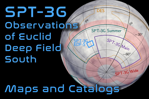 Announcement of SPT-3G maps and catalogs from the Euclid Deep Field South, (2025) - sky map of the surfey areas