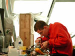 James soldering a connector